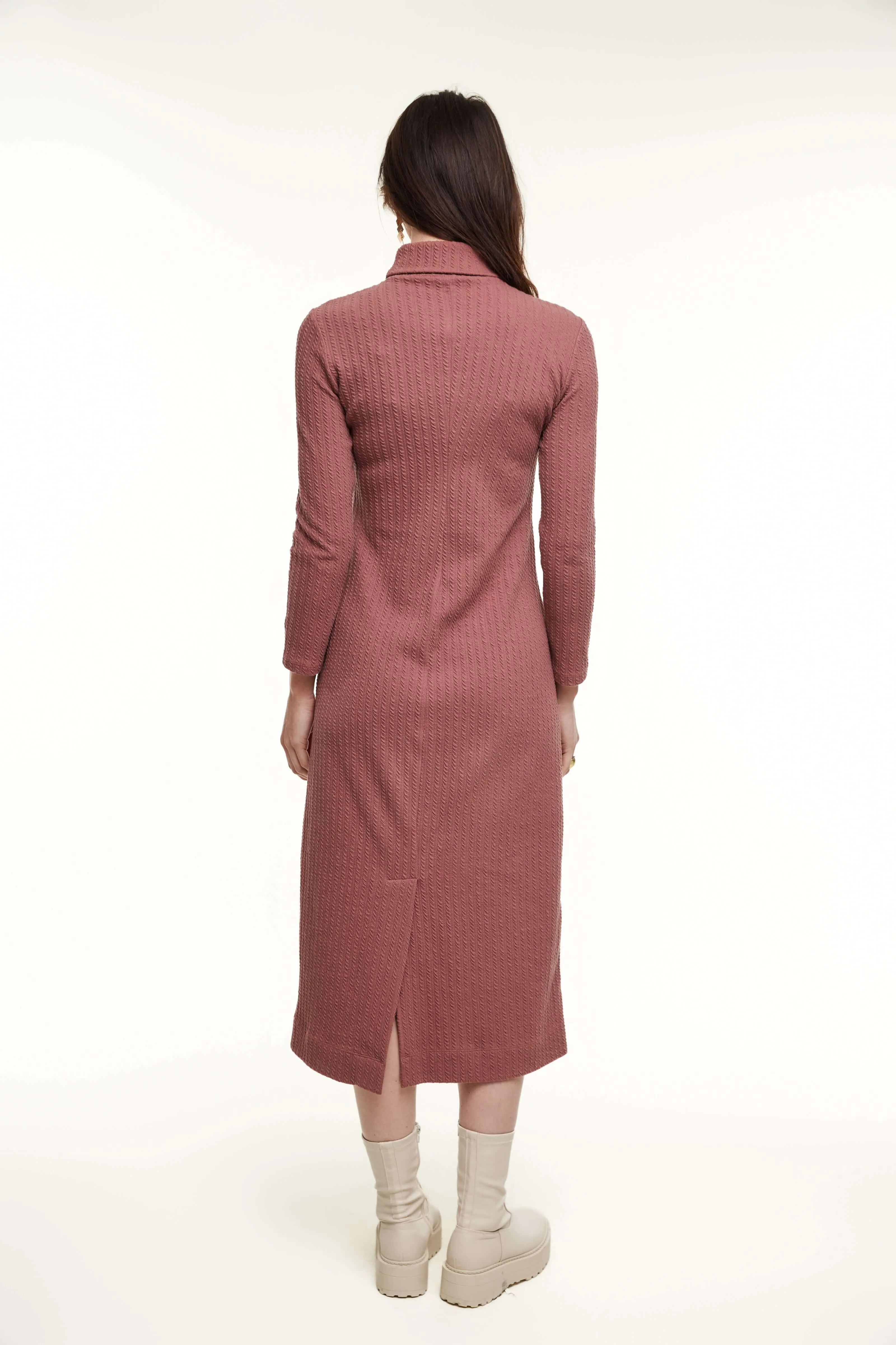 CABLE KNIT TURTLENECK DRESS