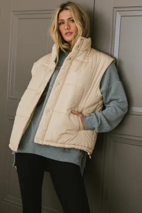 Caelan Puffer Vest in Cream - FINAL SALE