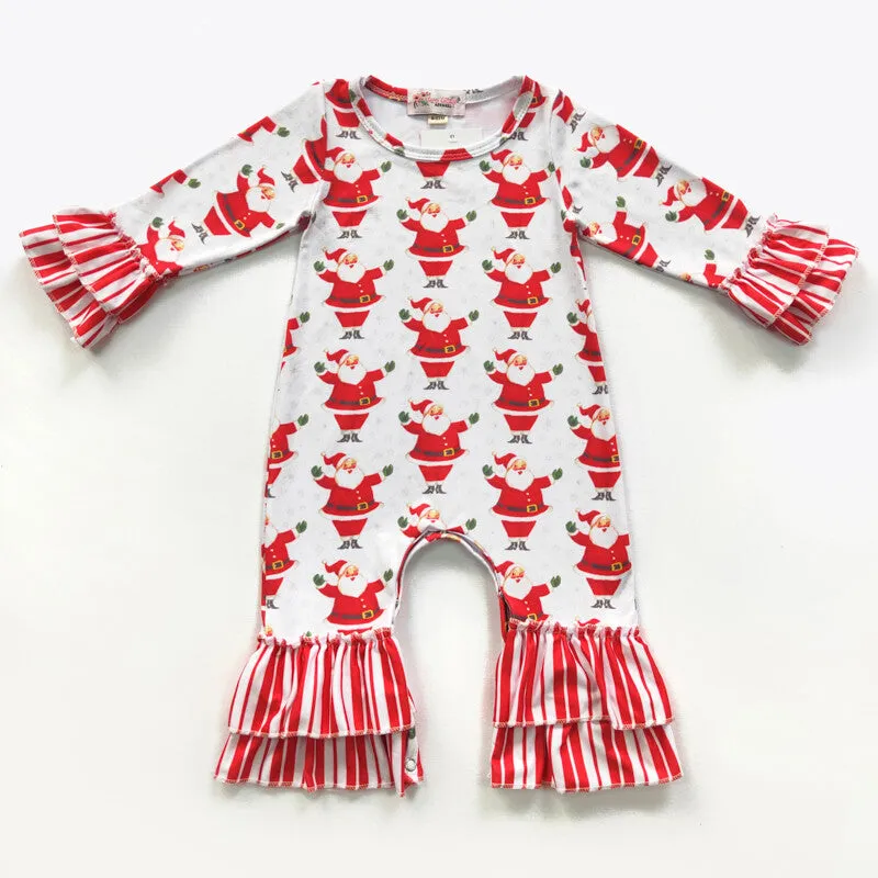 Candy Cane-Santa Girls Romper