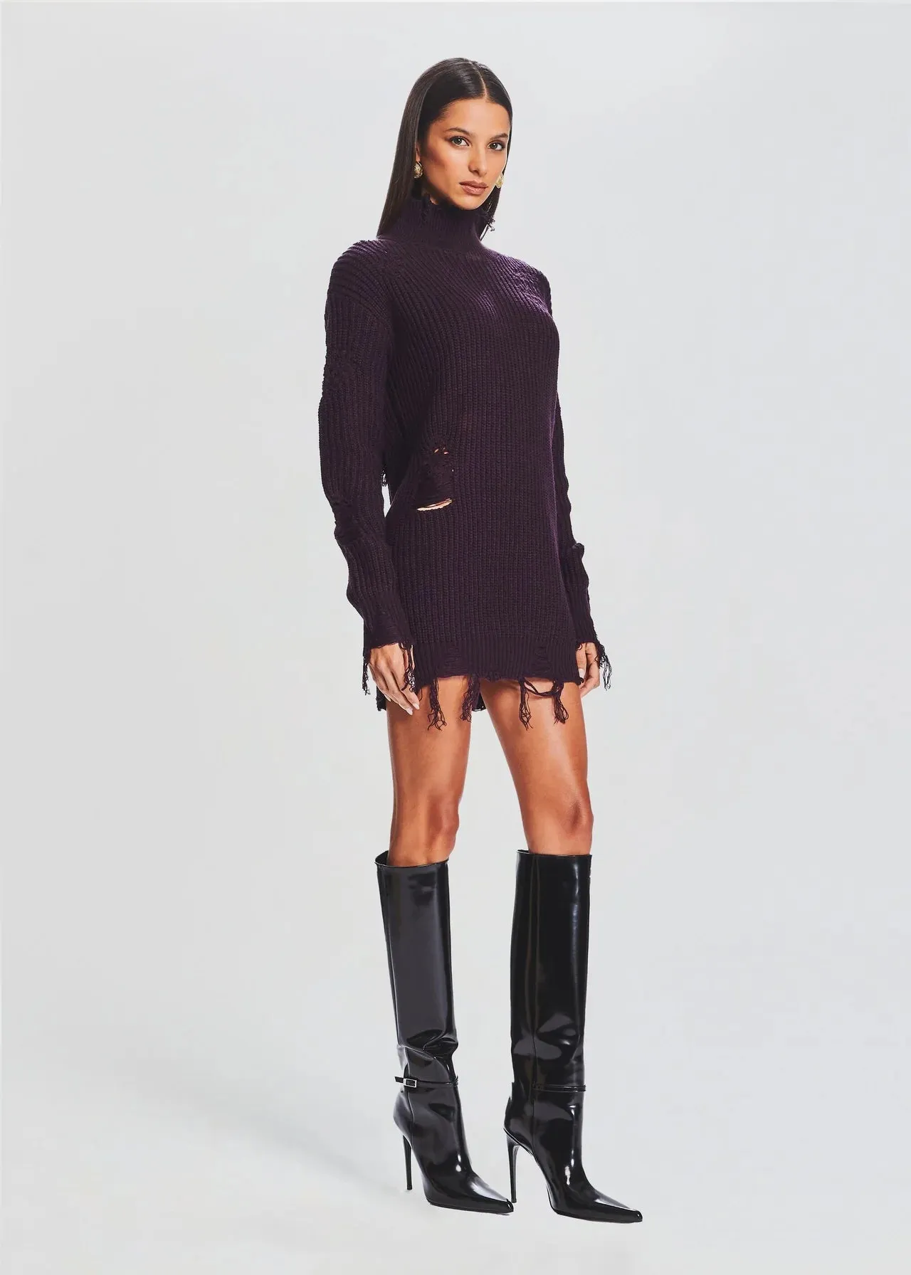 Capala Sweater Dress - Eggplant