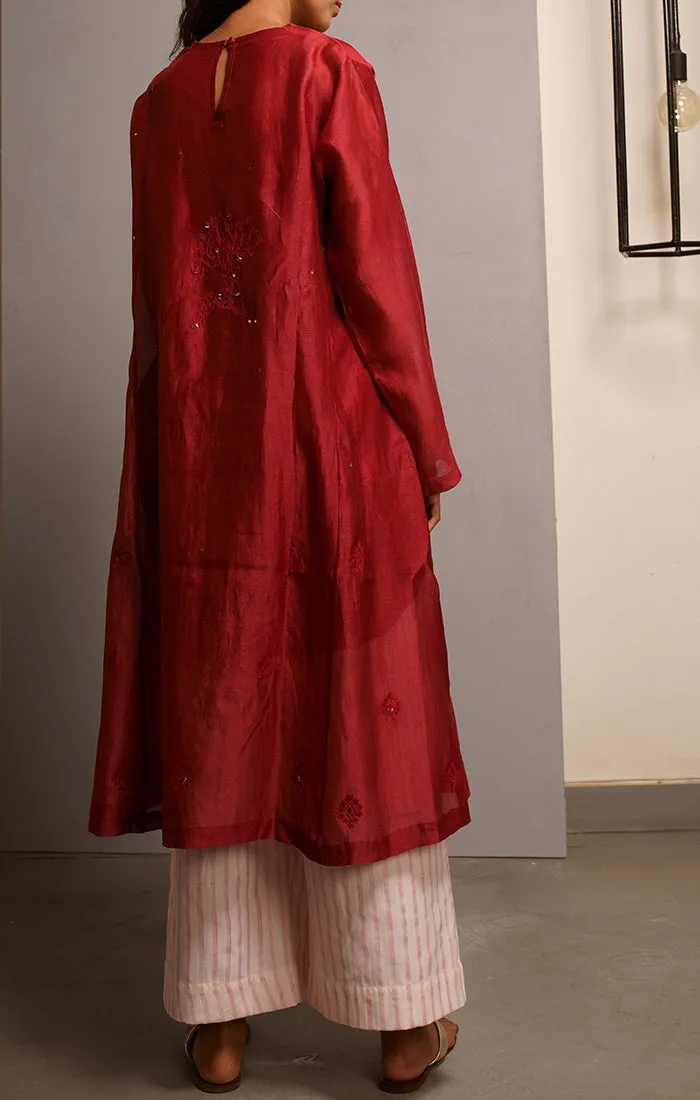 Carmine Tunic/Kurta with Pants and stole