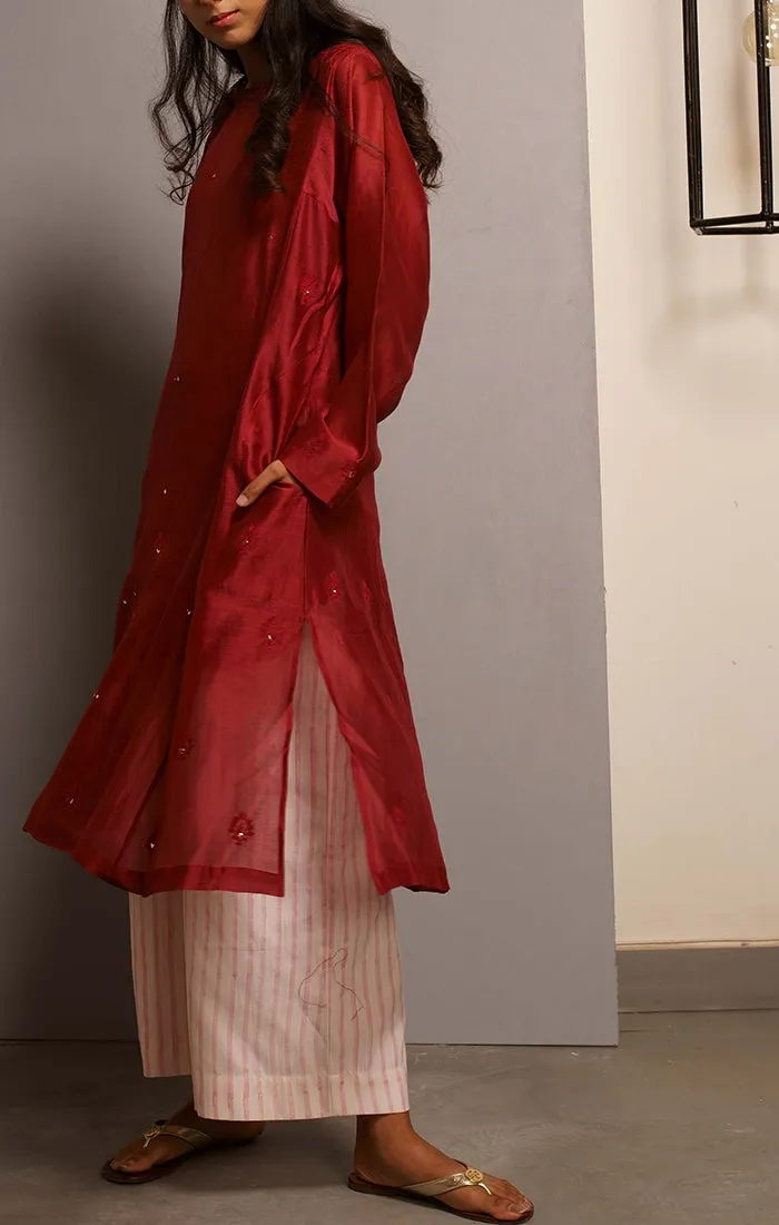 Carmine Tunic/Kurta with Pants and stole