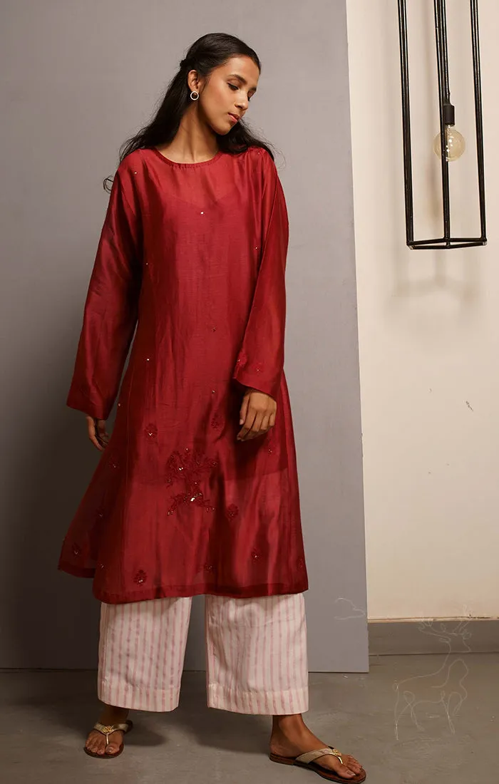 Carmine Tunic/Kurta with Pants and stole