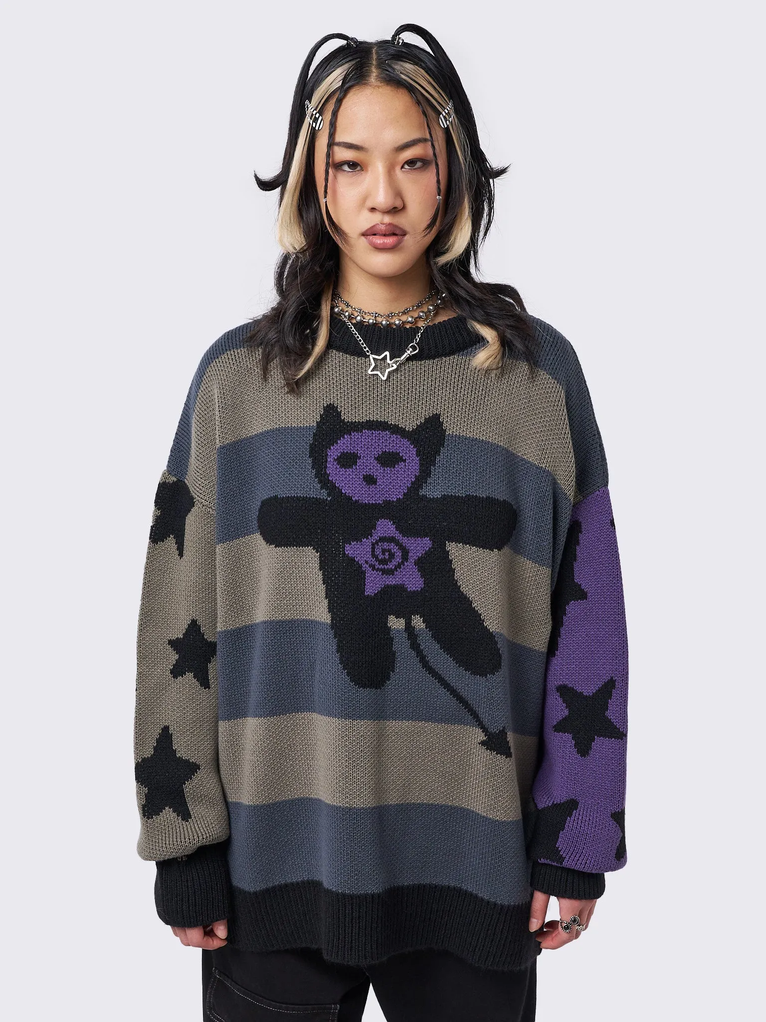 Cartoon Stripes & Stars Knit Sweater