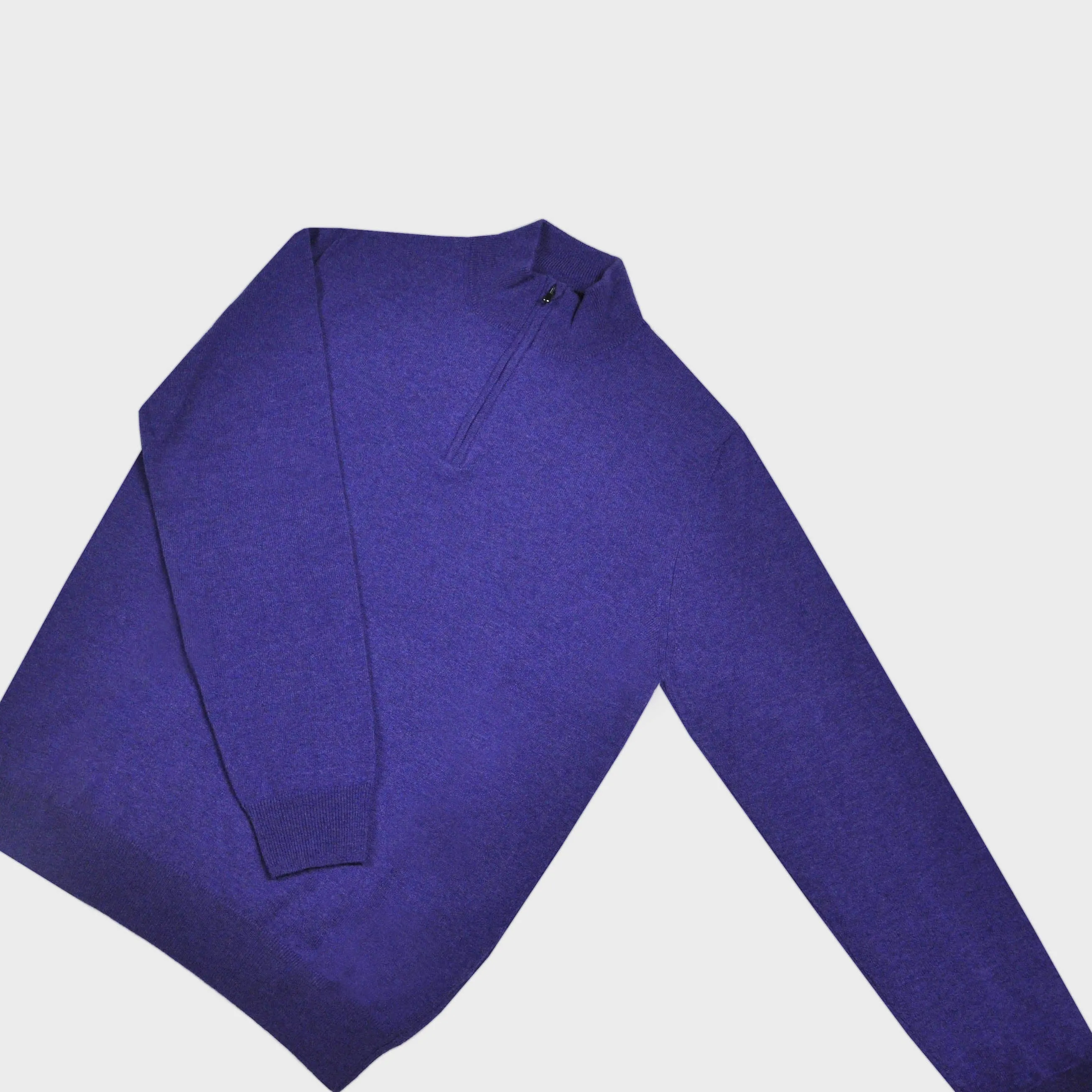 Cashmere Quarter Zip Jumper in Purple