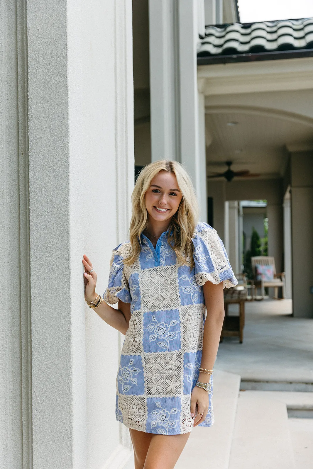 Cayleah Crochet Dress - Blue