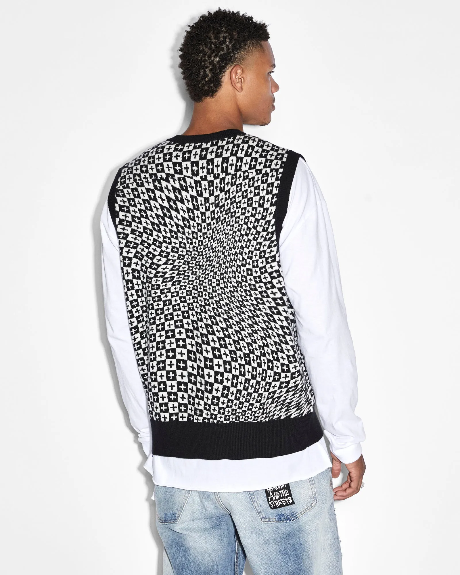 CHECK OUT KNIT VEST MULTI