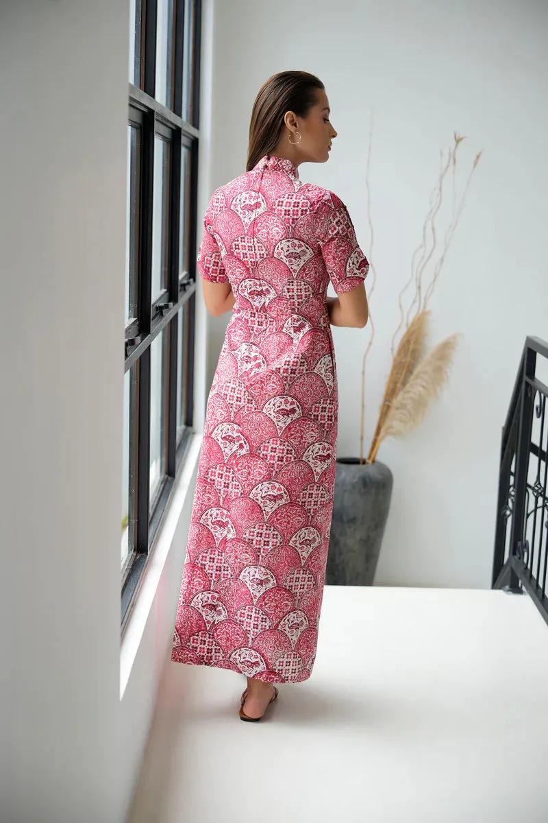 CHIYOKO BATIK MAXI CHEONGSAM DRESS