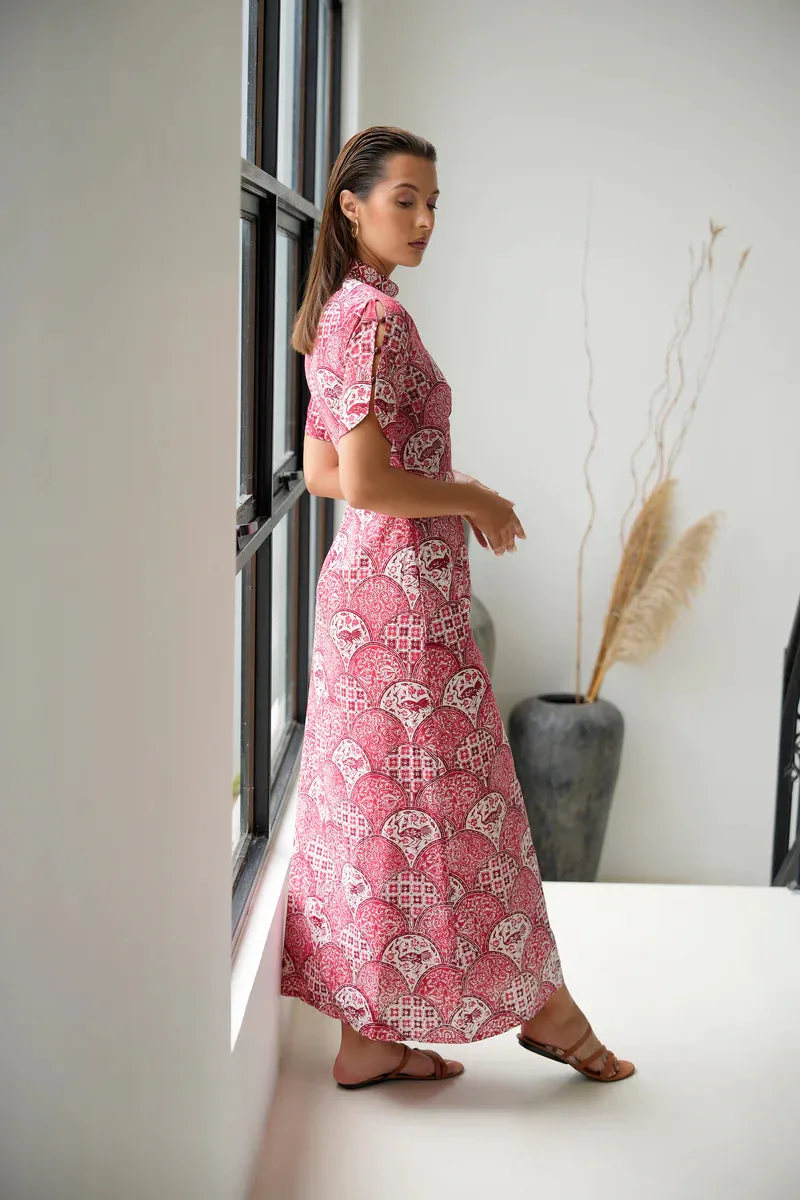 CHIYOKO BATIK MAXI CHEONGSAM DRESS