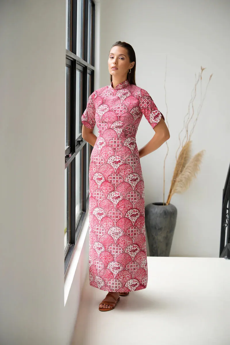 CHIYOKO BATIK MAXI CHEONGSAM DRESS