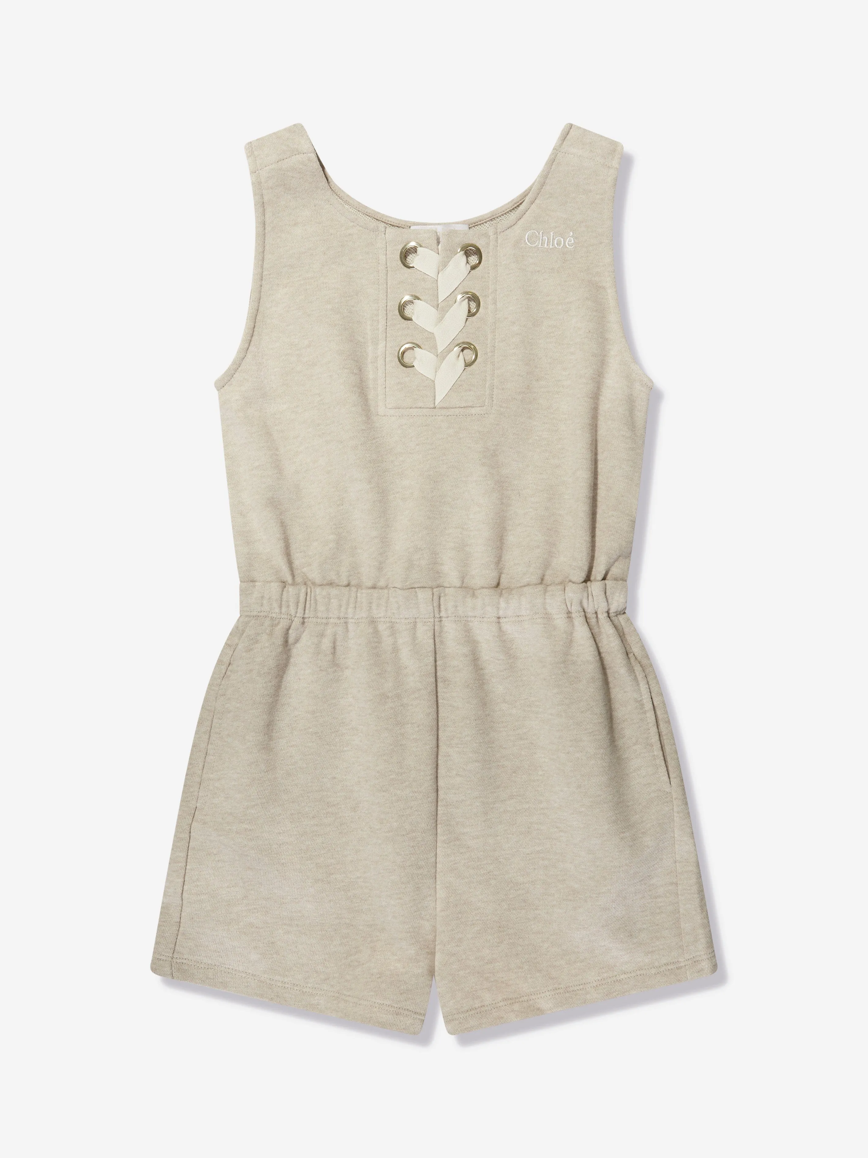 Chloé Girls Sleeveless Playsuit in Beige