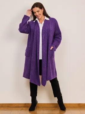 Chloe Fluffy Knit Coatigan - Purple