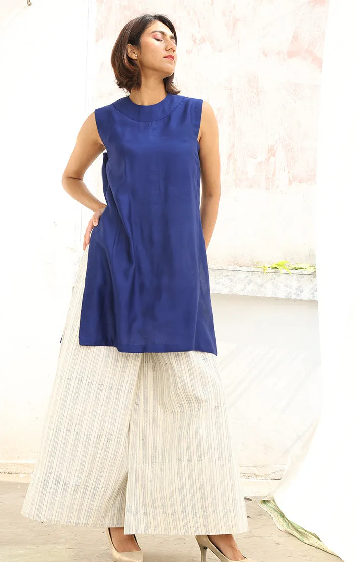 Cobalt Blue Chanderi Tunic with Pants