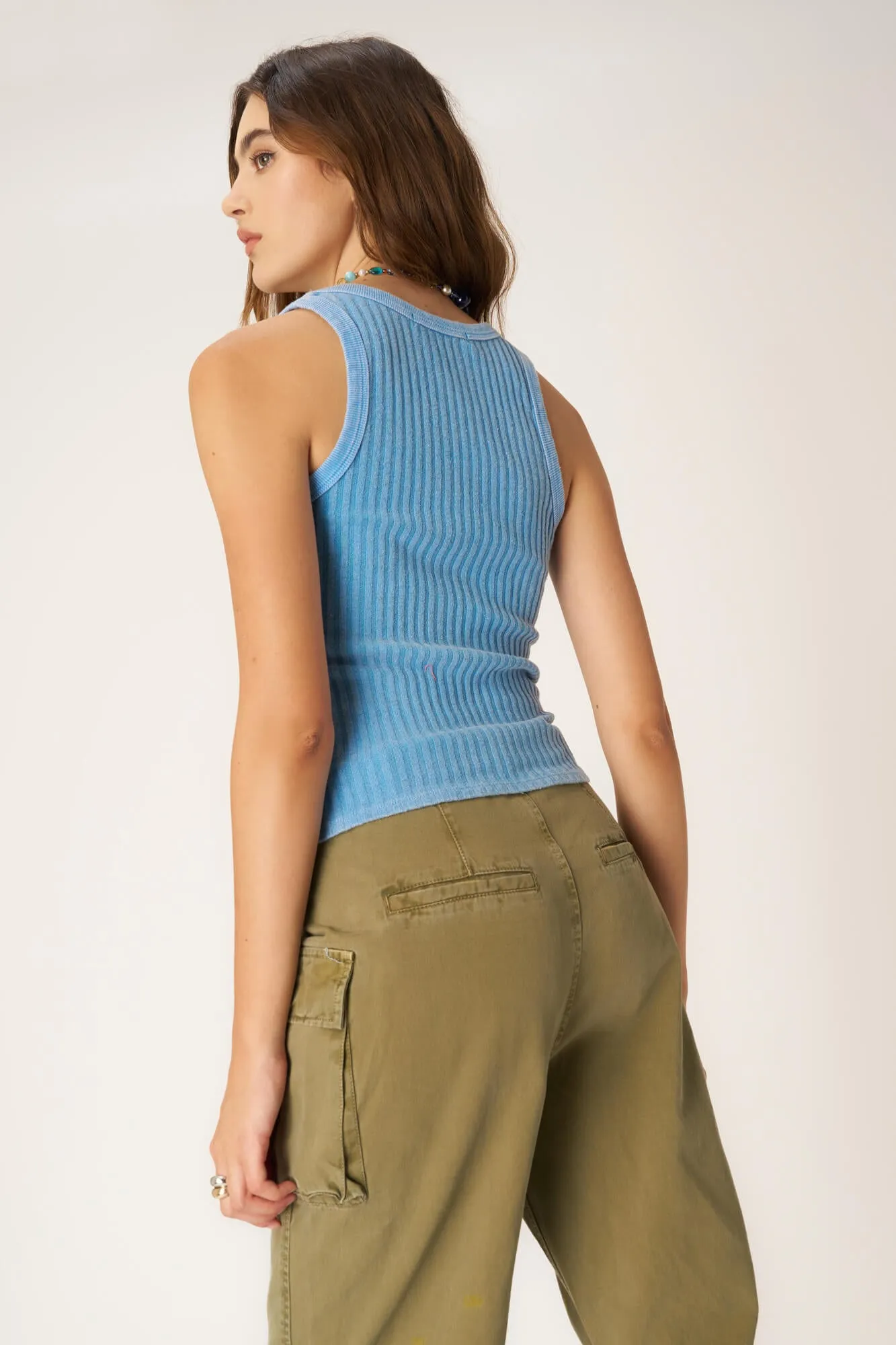 Cooper Sweater Rib Tank - MW Blue Lagoon