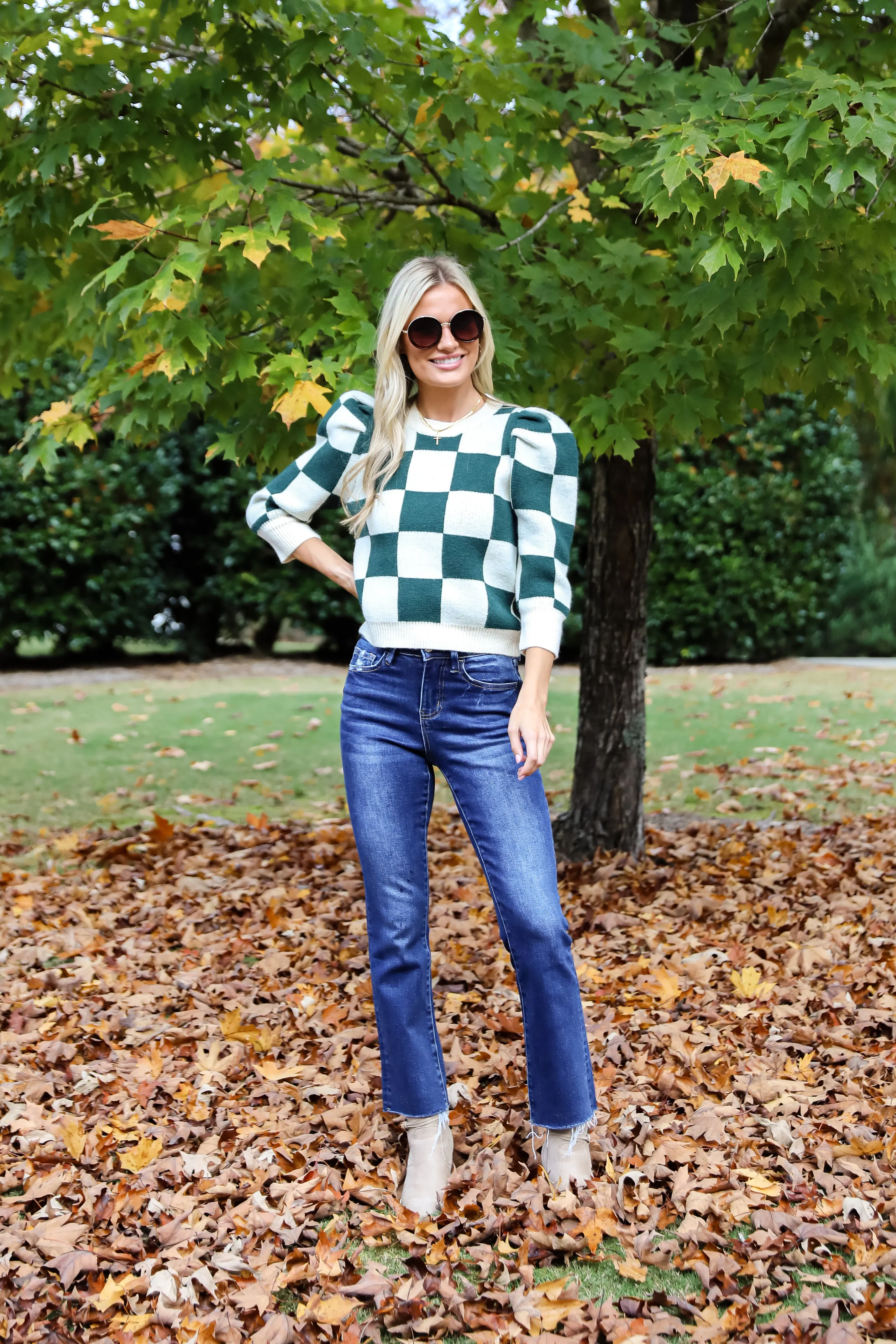 Cozy Excellence Green Checkered Sweater