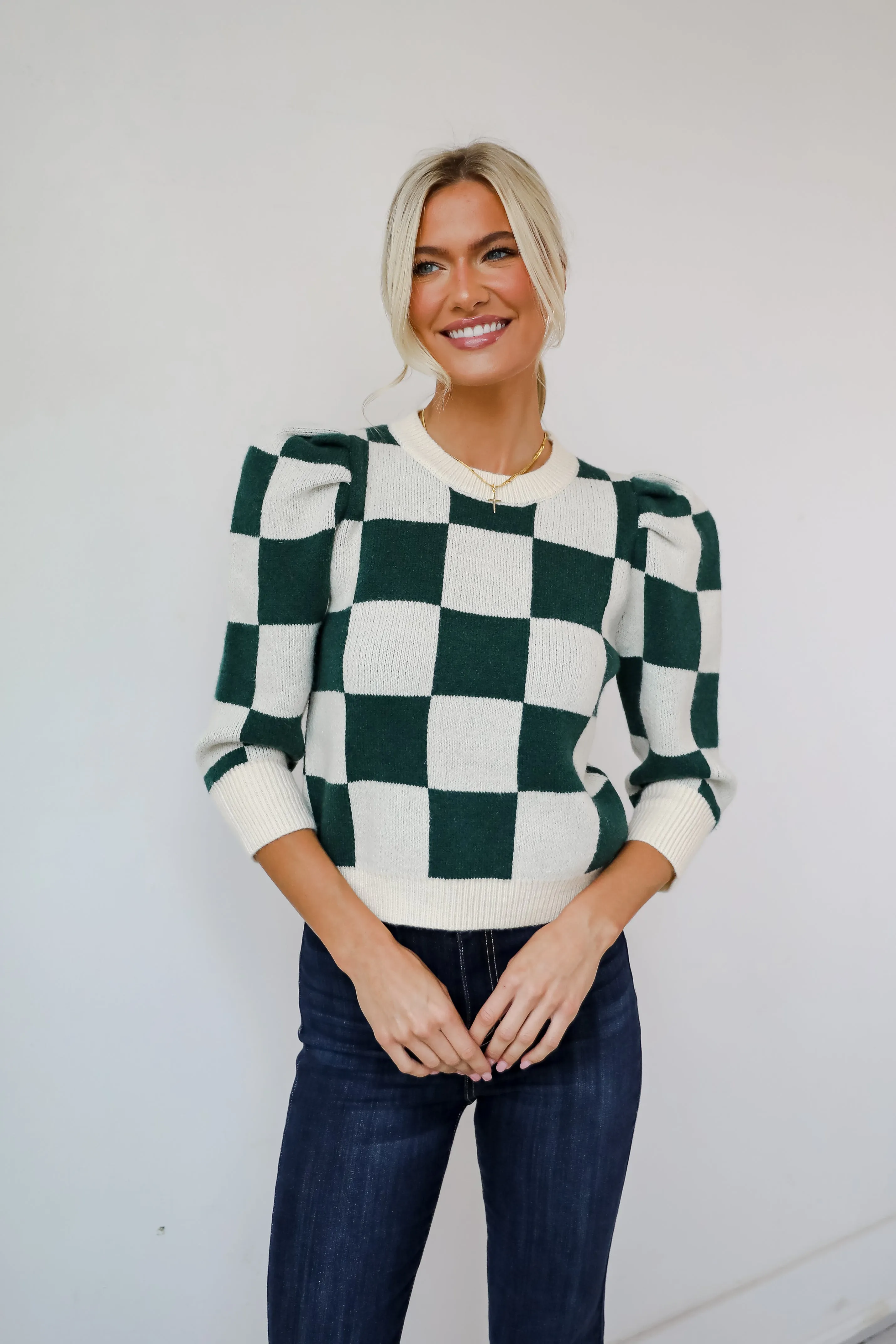 Cozy Excellence Green Checkered Sweater