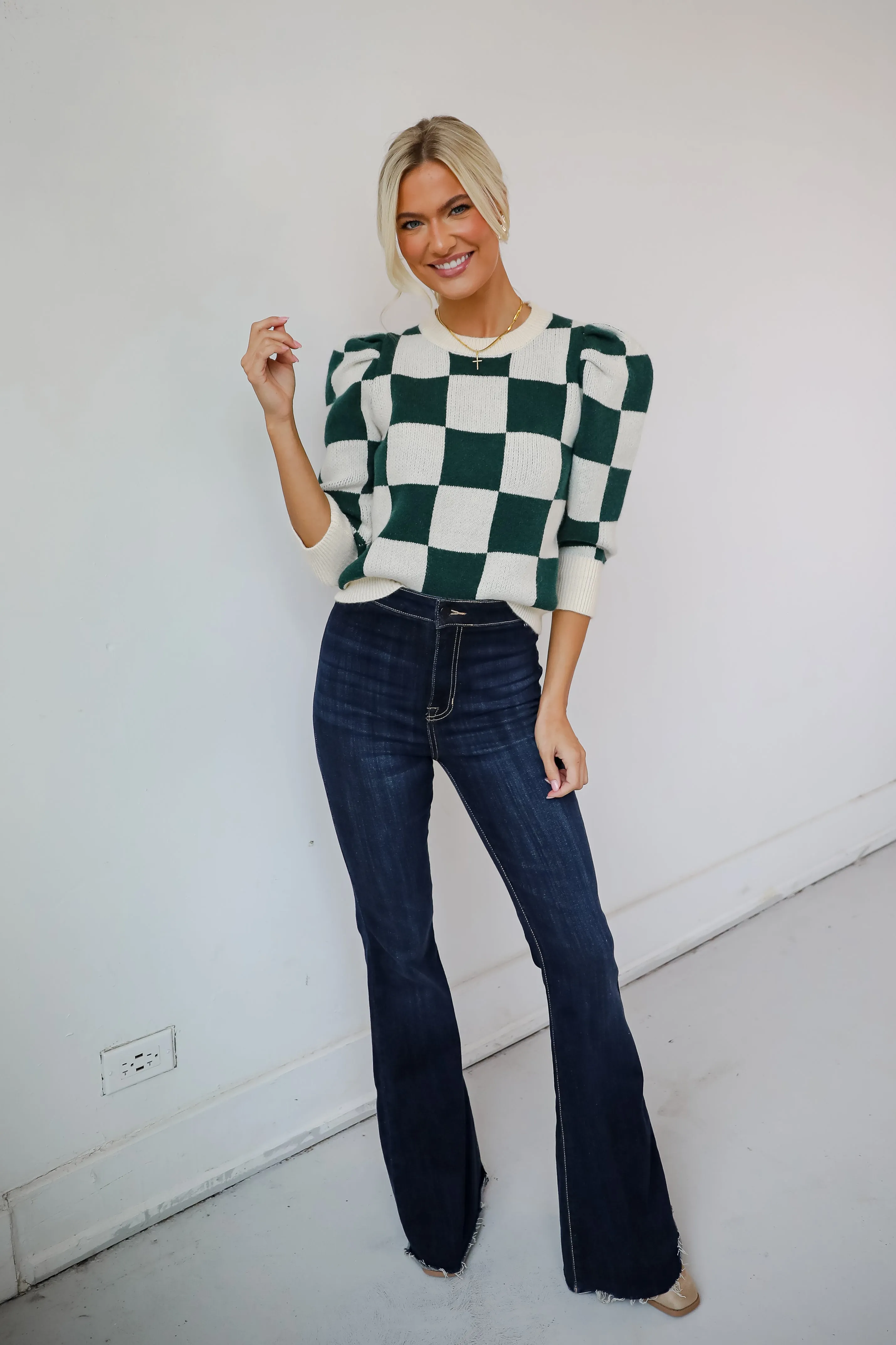 Cozy Excellence Green Checkered Sweater