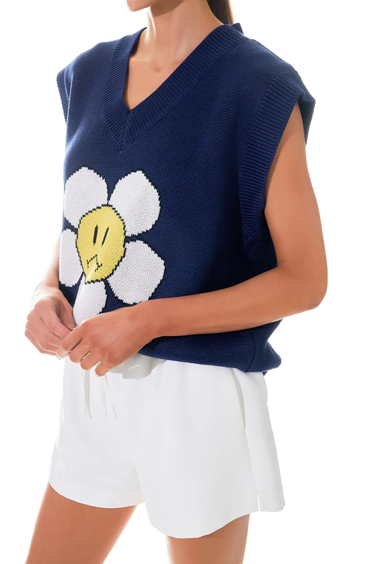 Daisy Jacquard Knit Sweater Vest