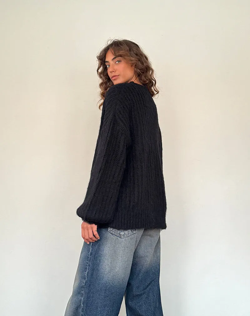 Daren Knitted Oversized Jumper in Black