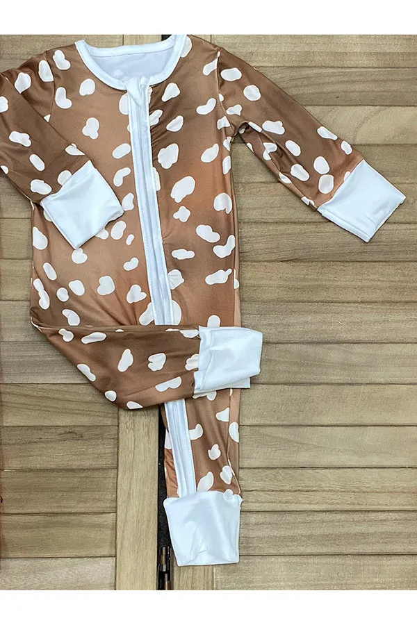 Deer print pattern long sleeve baby romper DLH2632