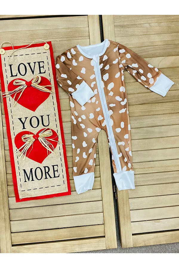 Deer print pattern long sleeve baby romper DLH2632