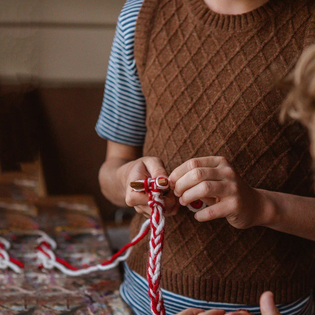 Diamond Knit Vest - 100% Lambswool - Amber (2-9y) *Returning 2025