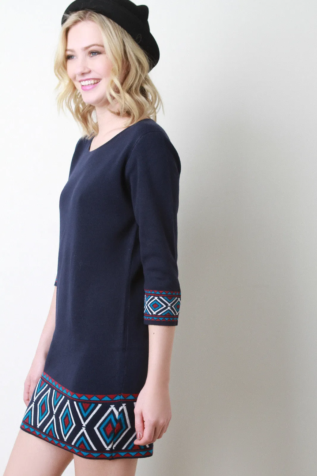 Diamond Tribal Hem Sweater Dress