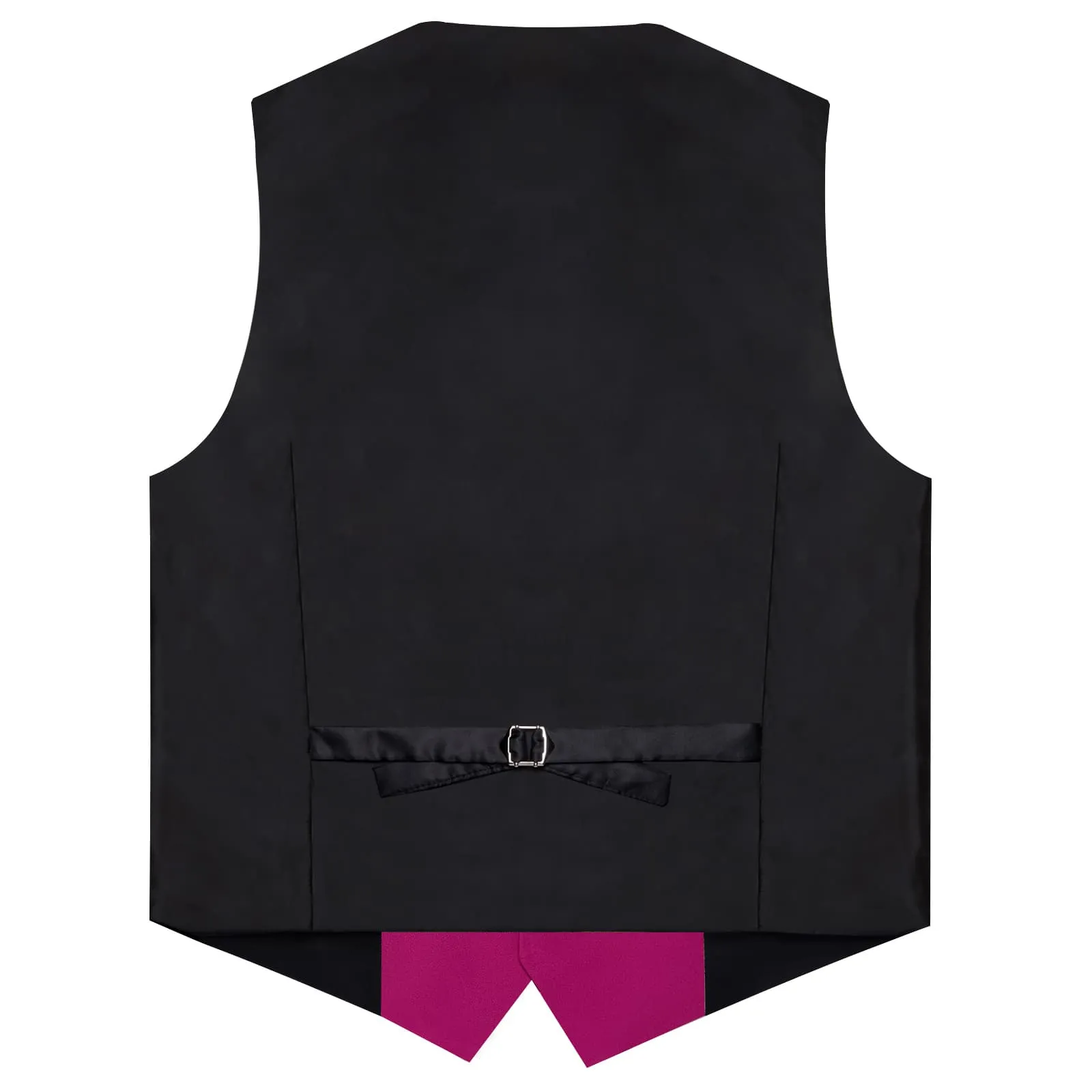 DiBanGu Mens Vest Medium Pink Solid V Neck Work Waistcoat Silk Button Vest