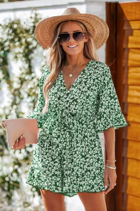 Ditsy Floral Drawstring Romper