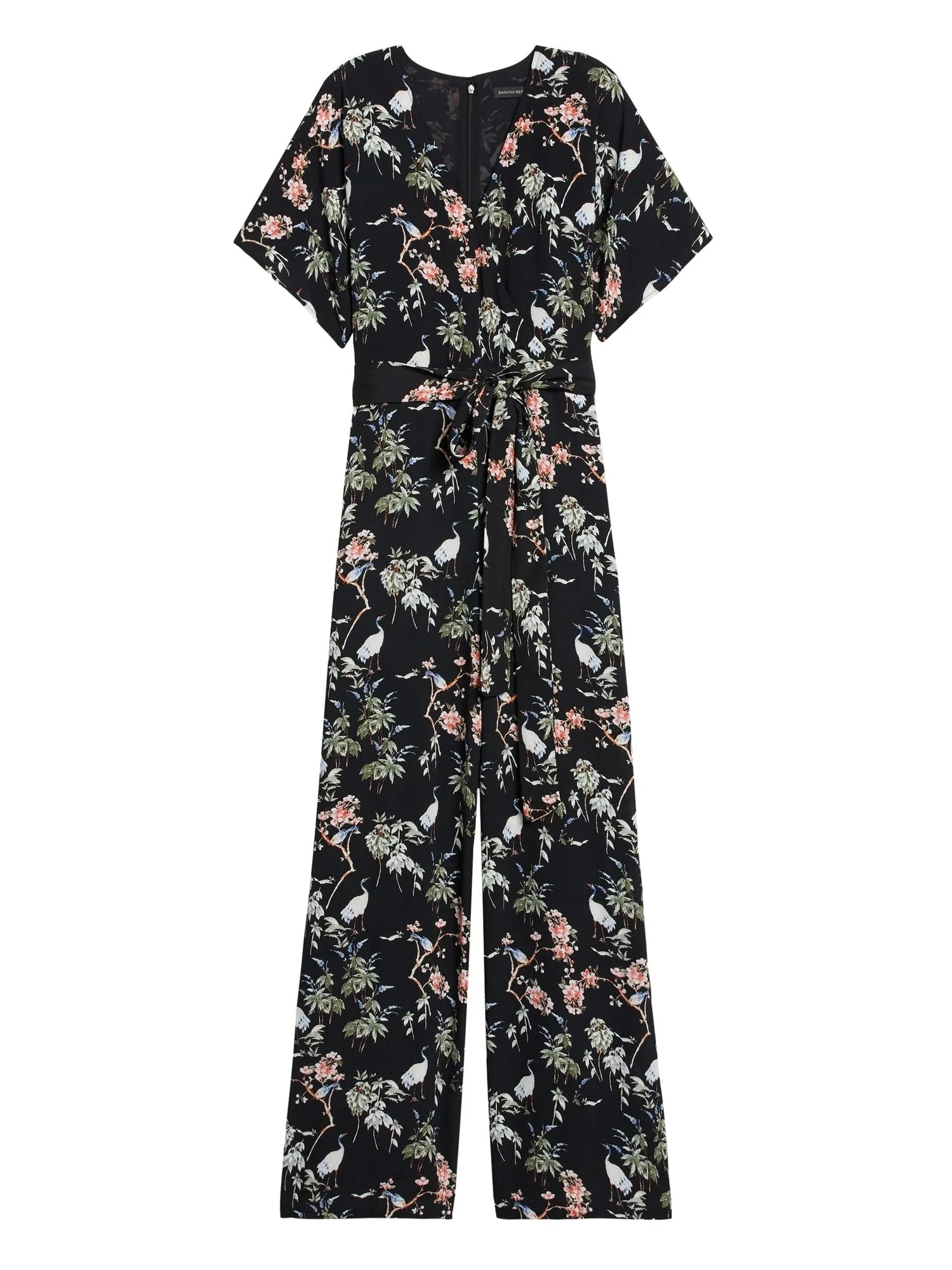 Dolman-Sleeve Jumpsuit in Black Floral