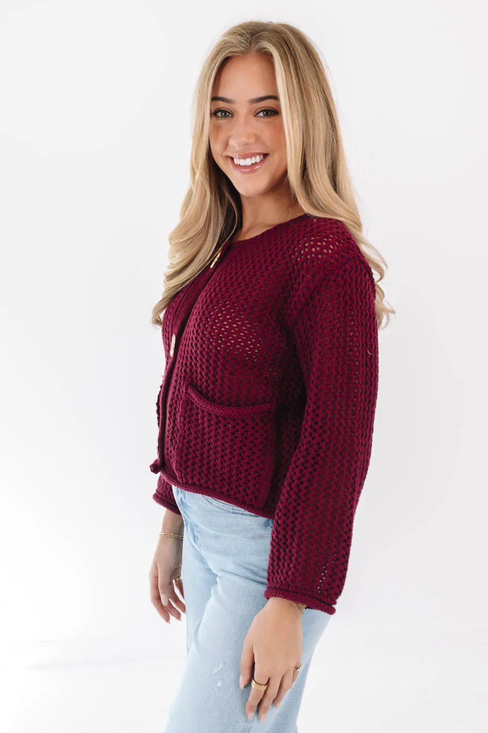 Don't Stop Now Cardigan - Burgundy