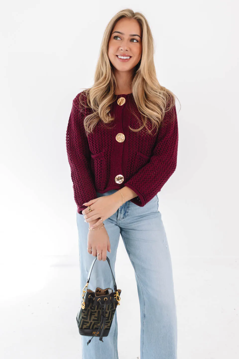 Don't Stop Now Cardigan - Burgundy