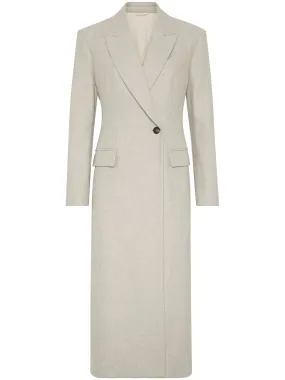 Ecru Wool Mélange Long Coat