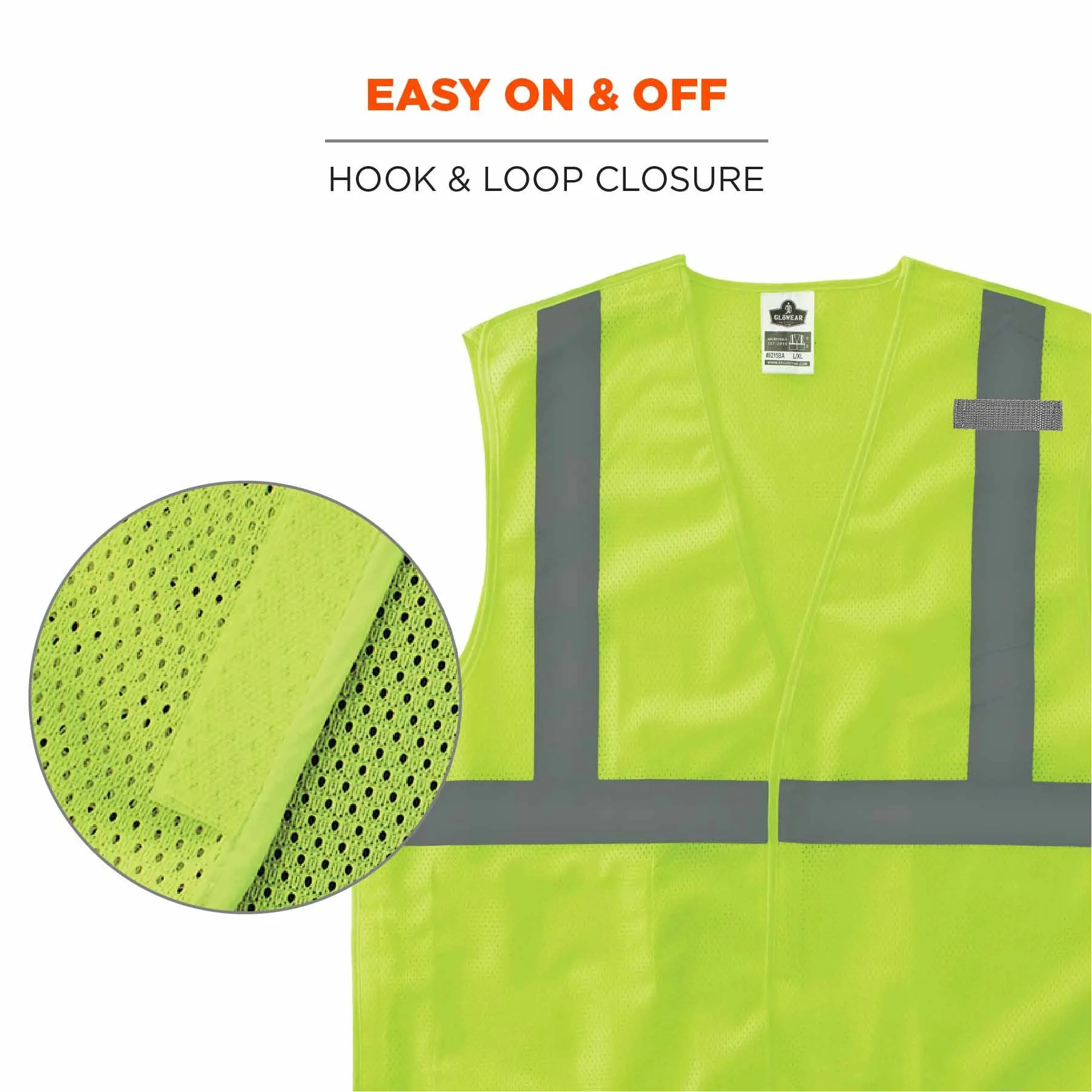 Ergodyne 24541 8215BA-S XS Lime Class 2 Economy Breakaway Mesh Vest - Single Size