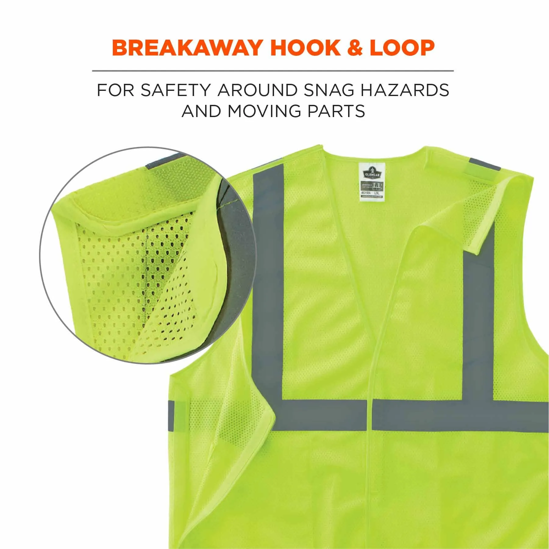 Ergodyne 24543 8215BA-S M Lime Class 2 Economy Breakaway Mesh Vest - Single Size