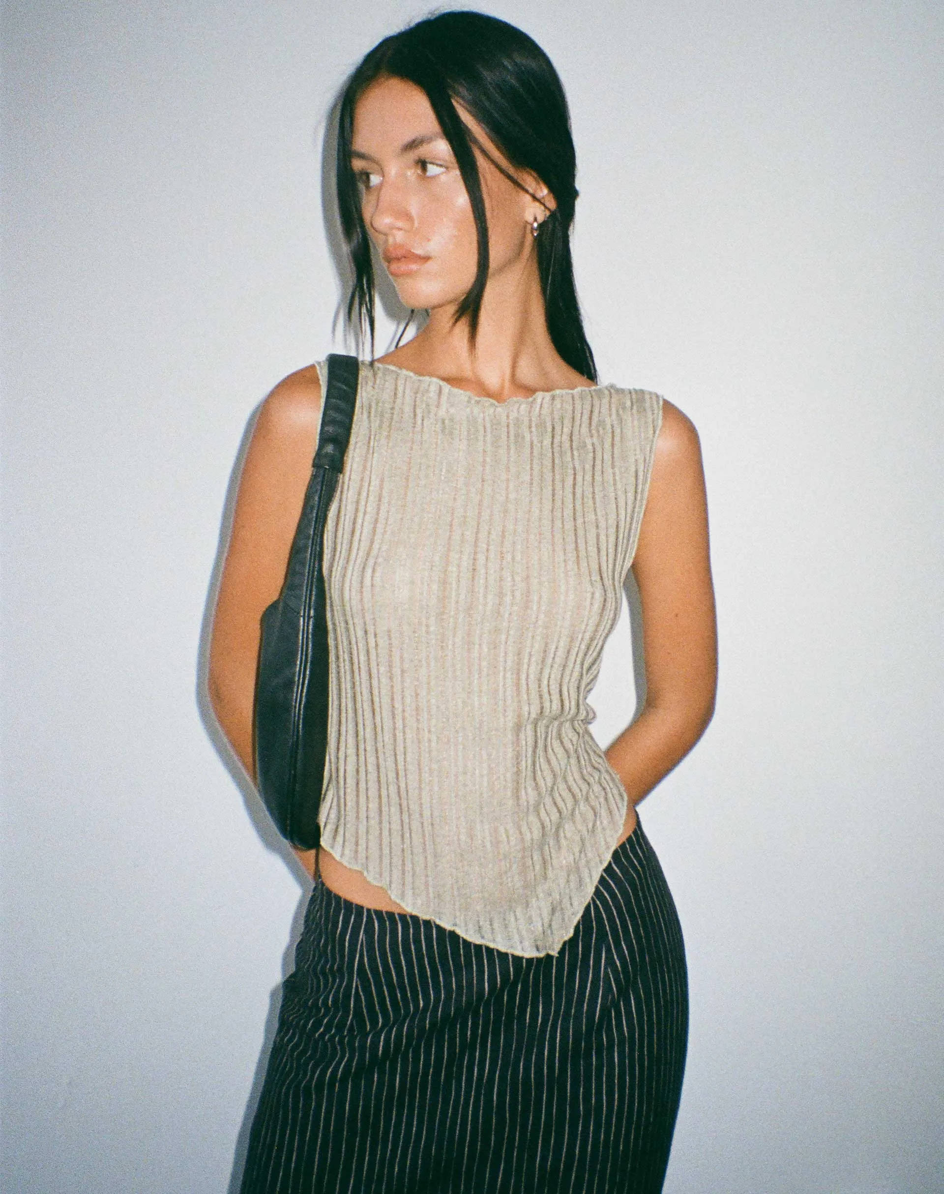 Etta Knitted Vest Top in Sage