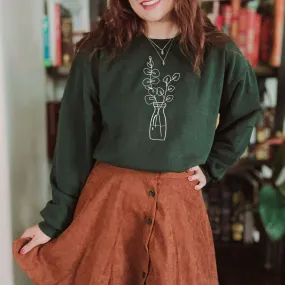 Eucalyptus Flower Crewneck Sweatshirt - Women’s Green Cottagecore Shirt, Botanical Plant Gift