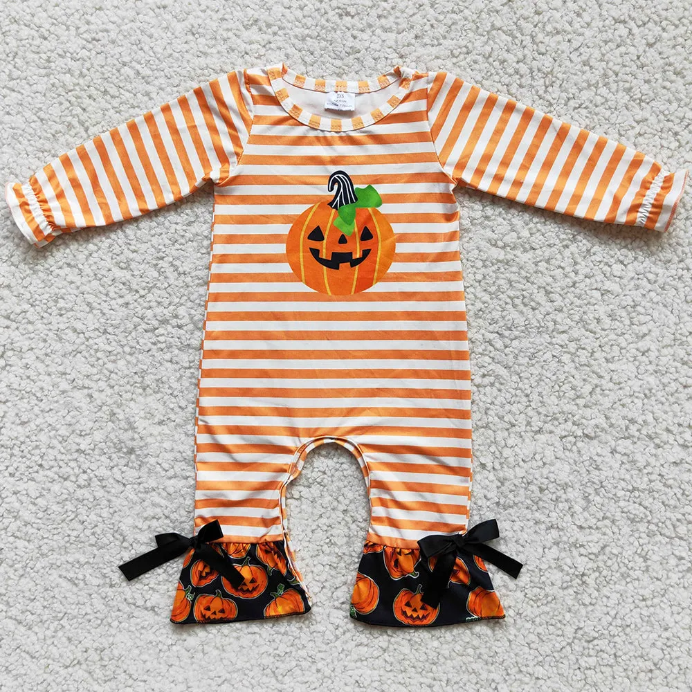 Fashion Infant Baby Girls Rompers Long Sleeve Halloween Pumpkin Girls Rompers 6 A13-2