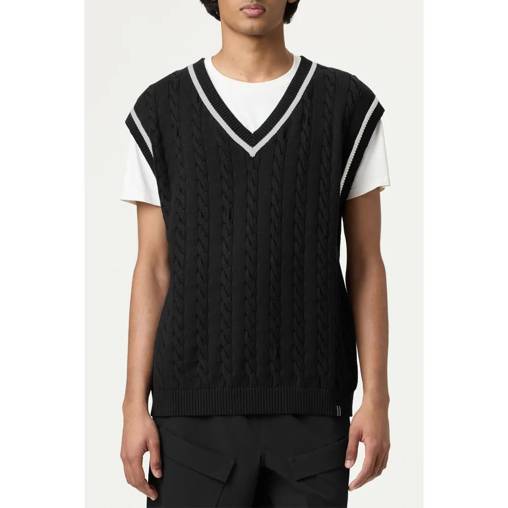 Fila Men's Casa Baseline Cable Knit Vest - Black