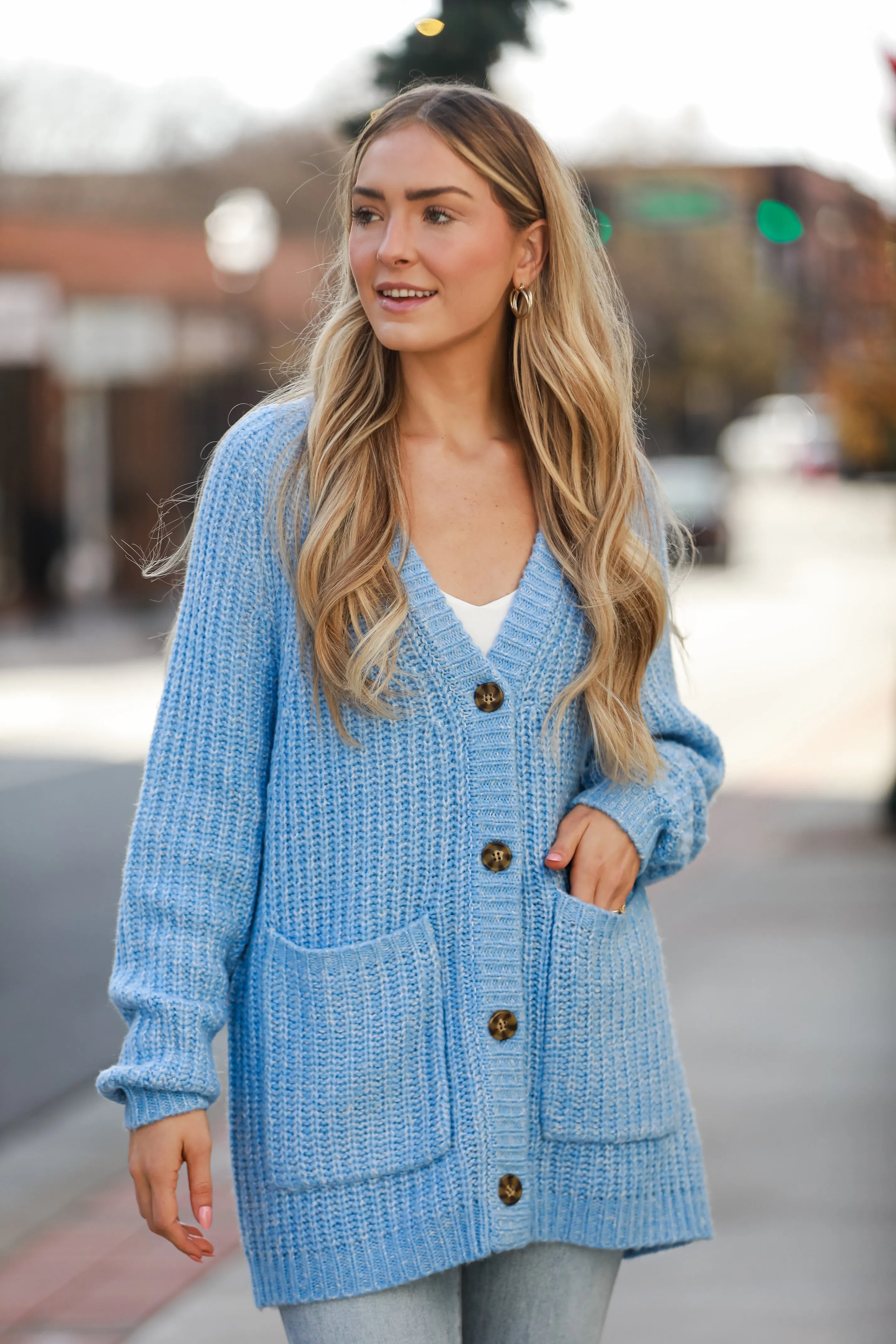 FINAL SALE - All Up To You Blue Oversized Sweater Cardigan