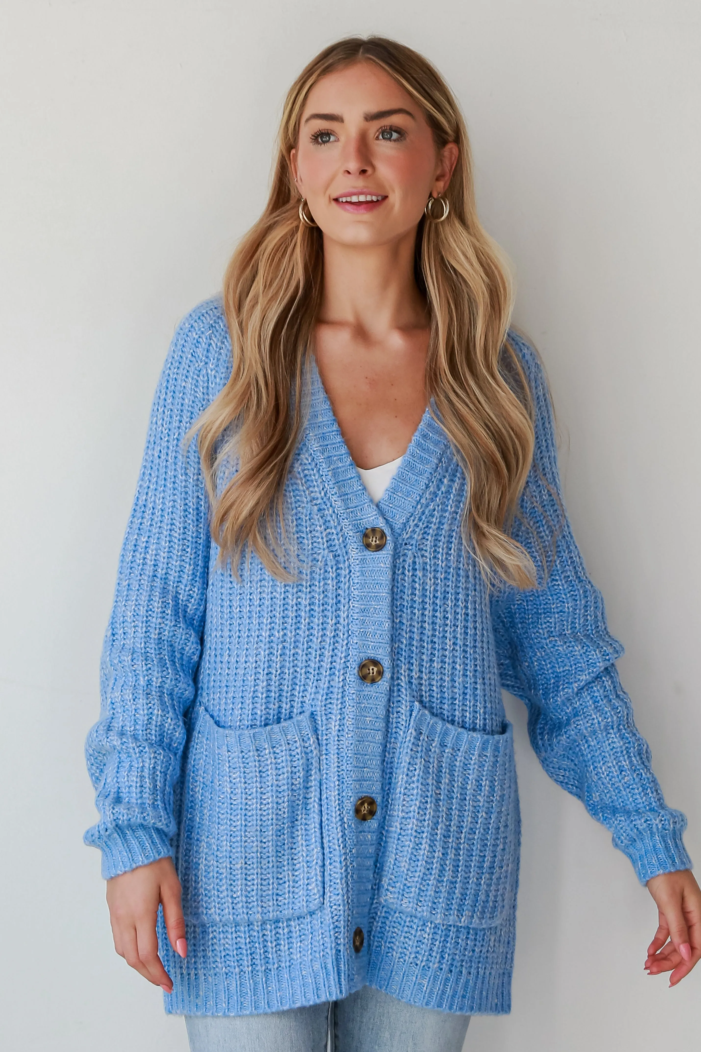 FINAL SALE - All Up To You Blue Oversized Sweater Cardigan