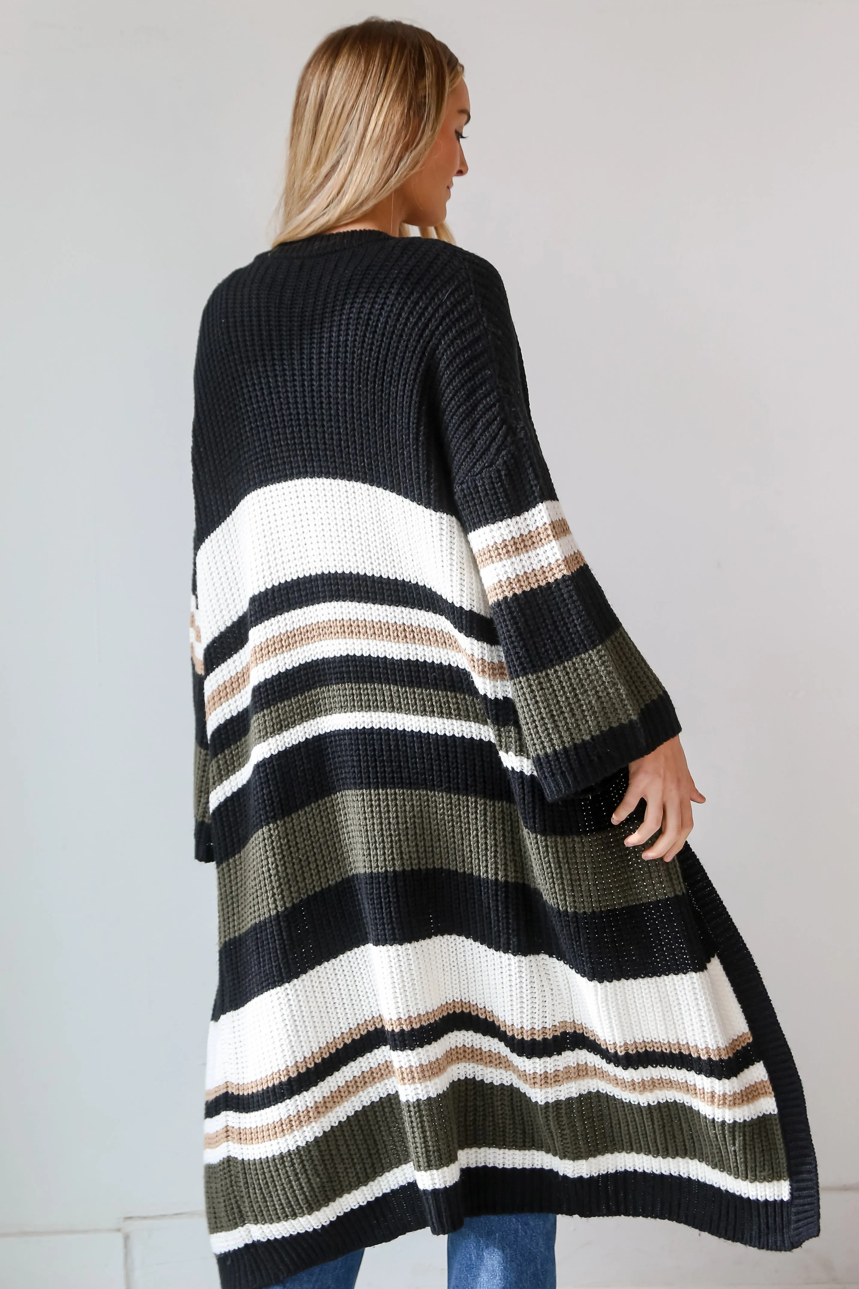 FINAL SALE - Means Everything To Me Black Striped Longline Cardigan