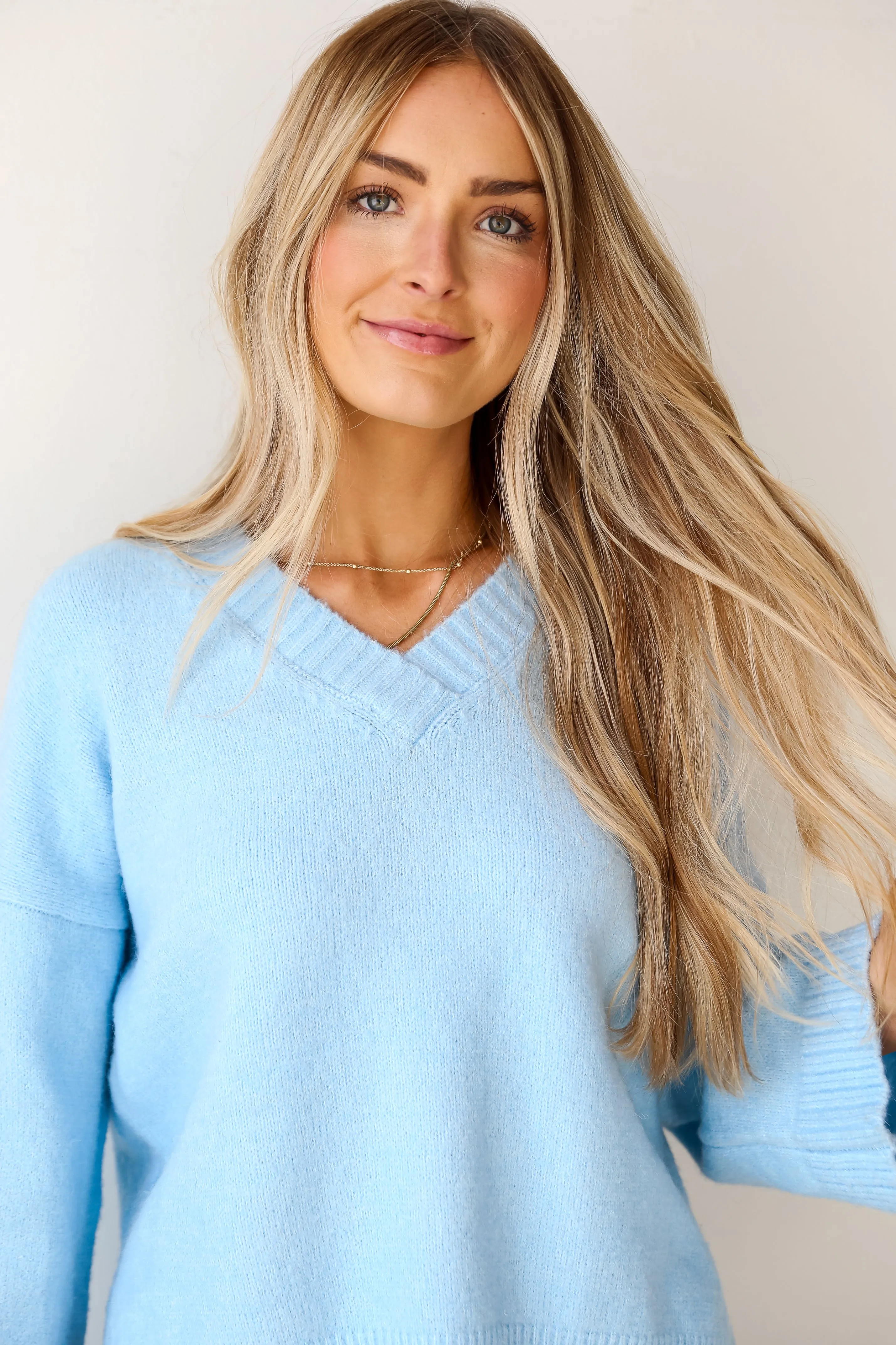 FINAL SALE - Plush Personality Light Blue Oversized Sweater