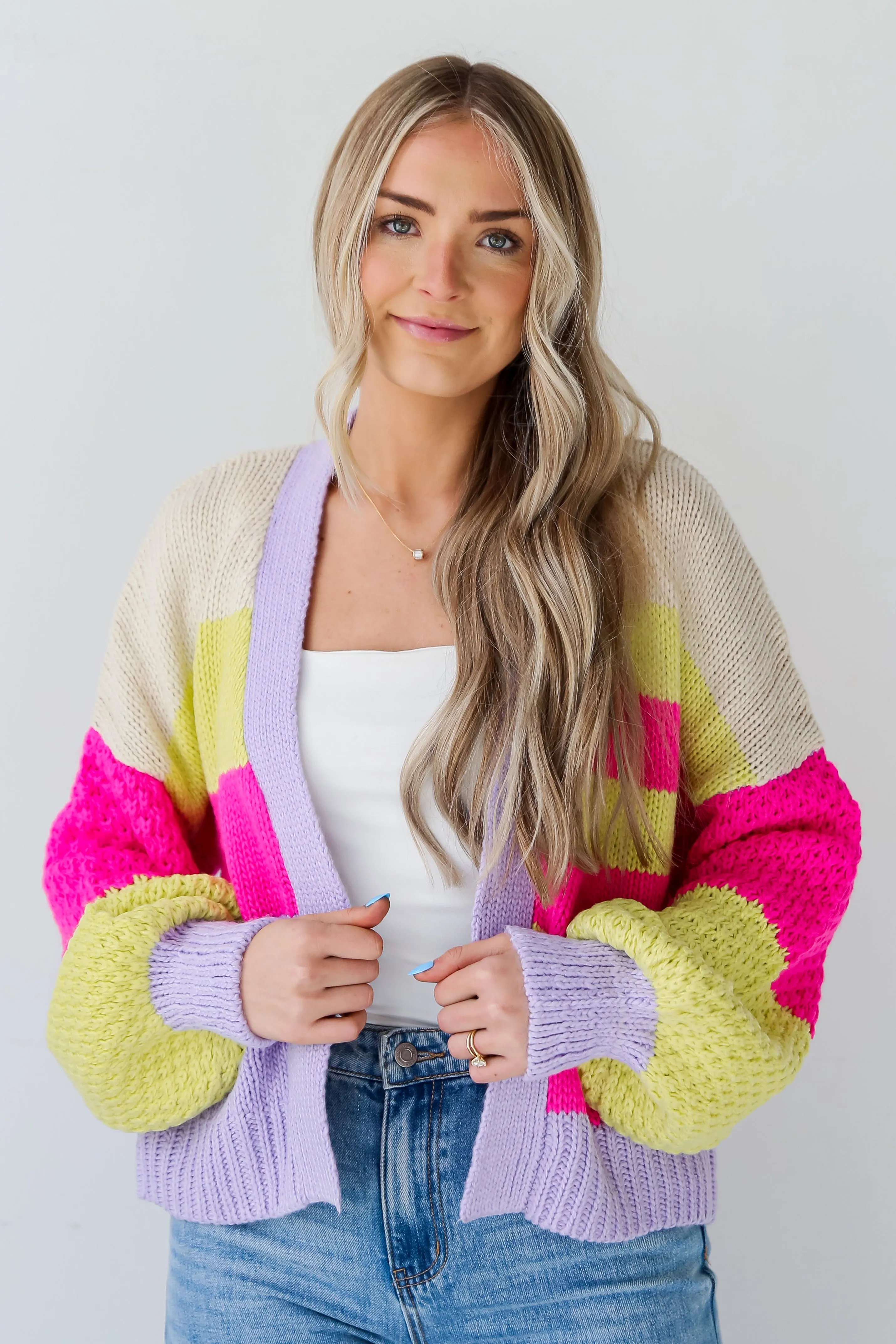 FINAL SALE - Sweetest You Color Block Cardigan - DU DEAL