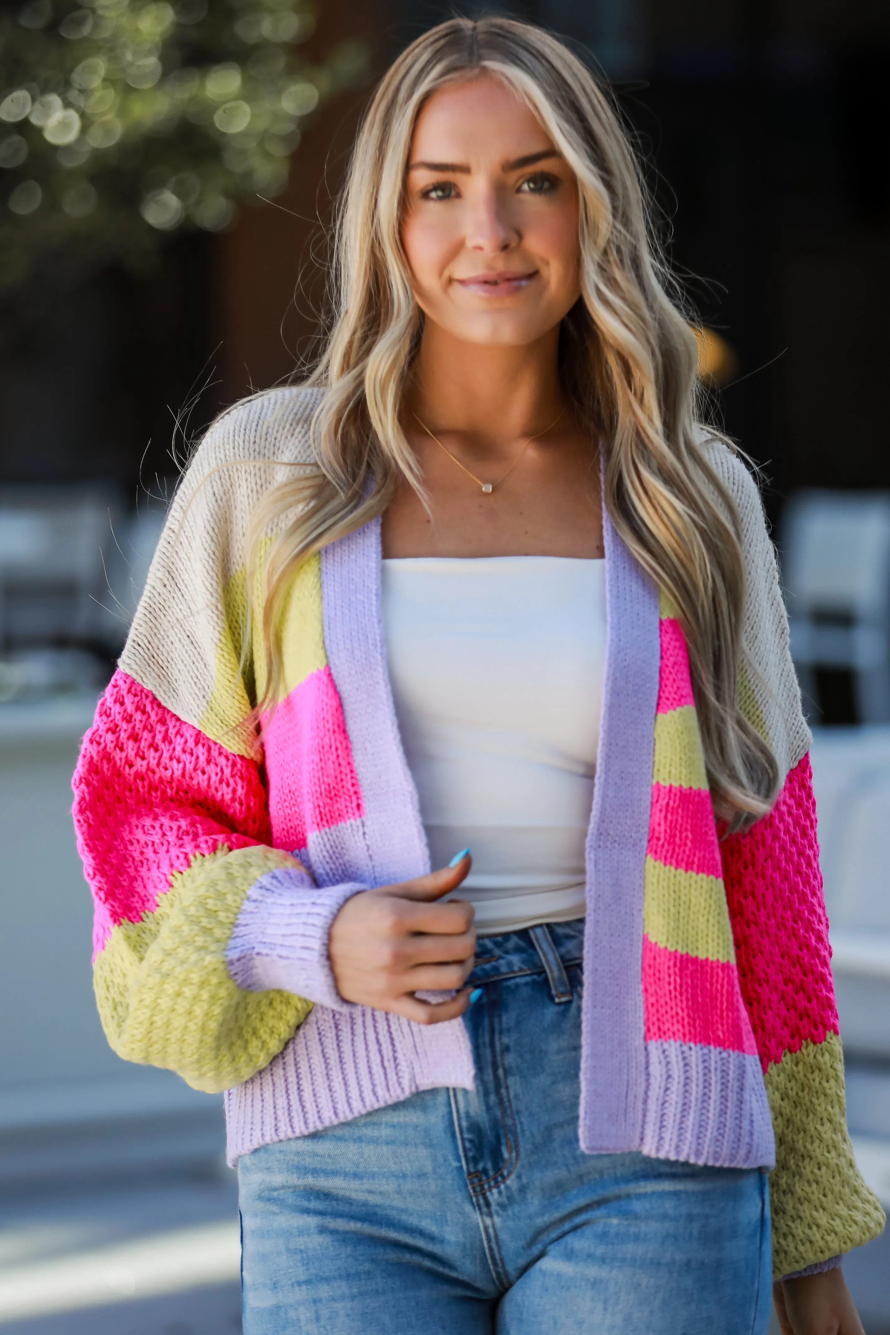 FINAL SALE - Sweetest You Color Block Cardigan - DU DEAL