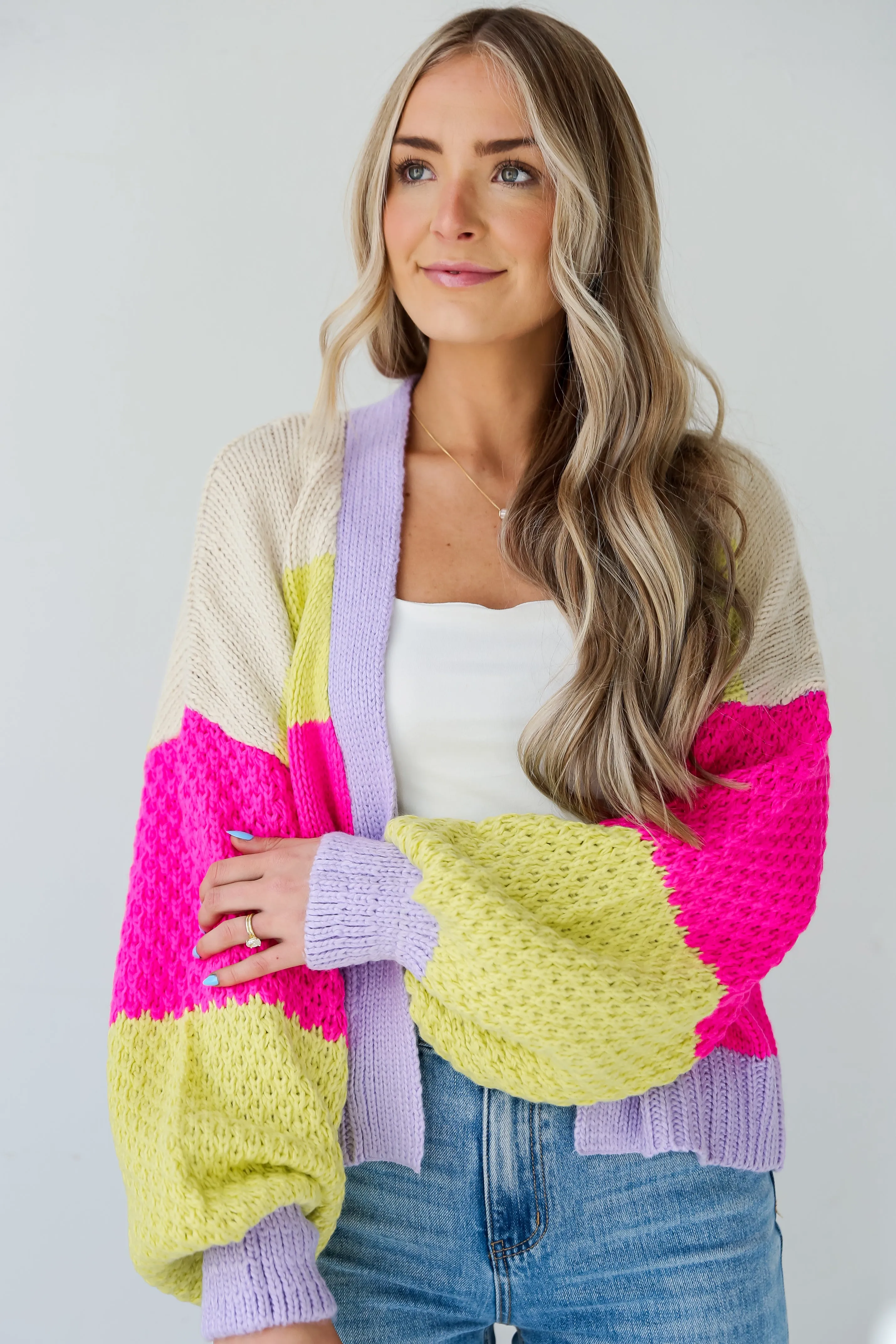 FINAL SALE - Sweetest You Color Block Cardigan - DU DEAL