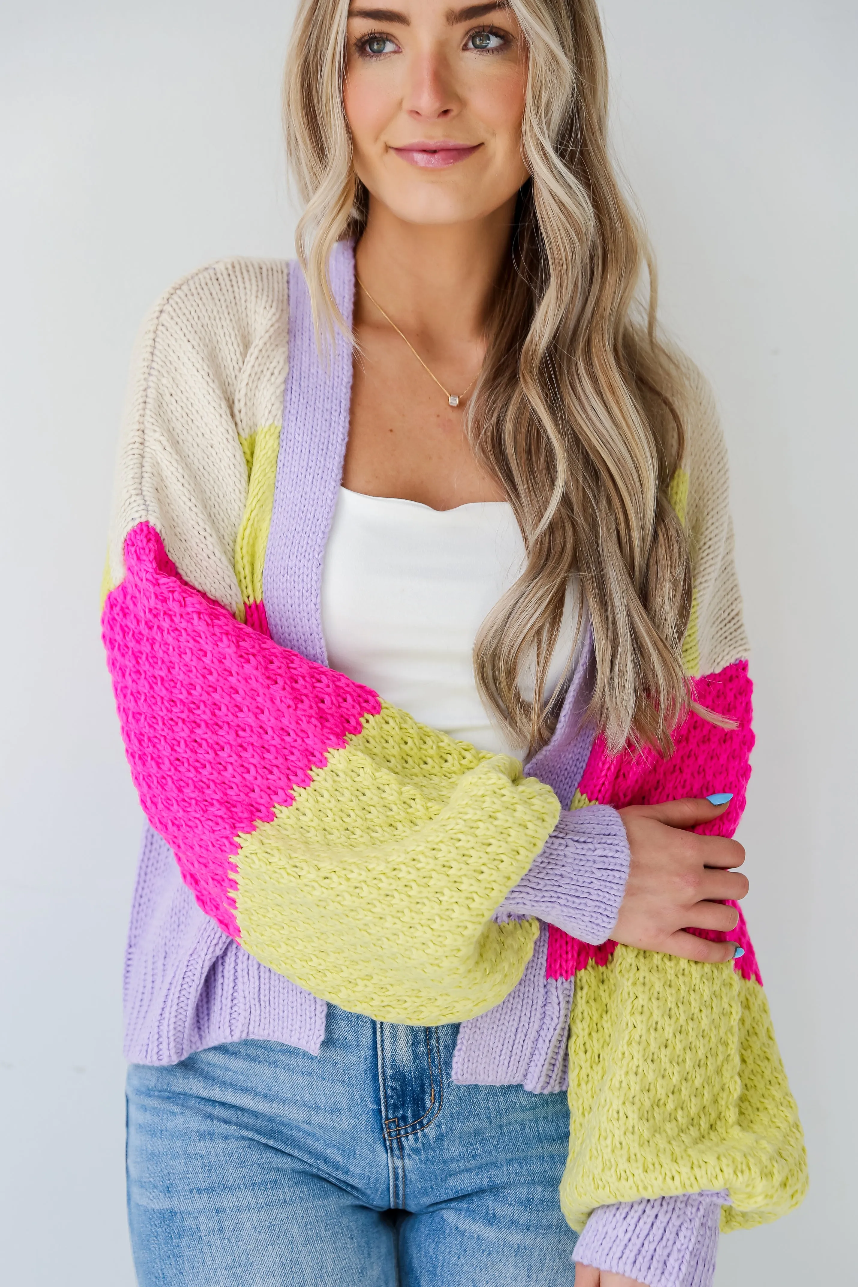 FINAL SALE - Sweetest You Color Block Cardigan - DU DEAL