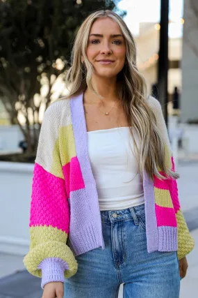 FINAL SALE - Sweetest You Color Block Cardigan - DU DEAL