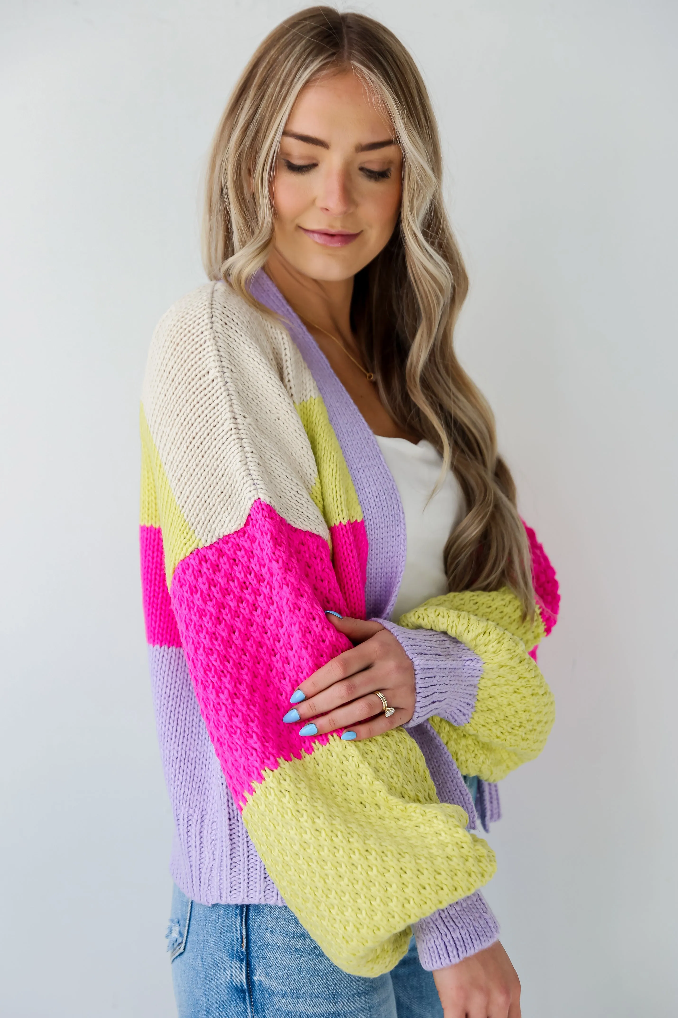 FINAL SALE - Sweetest You Color Block Cardigan - DU DEAL