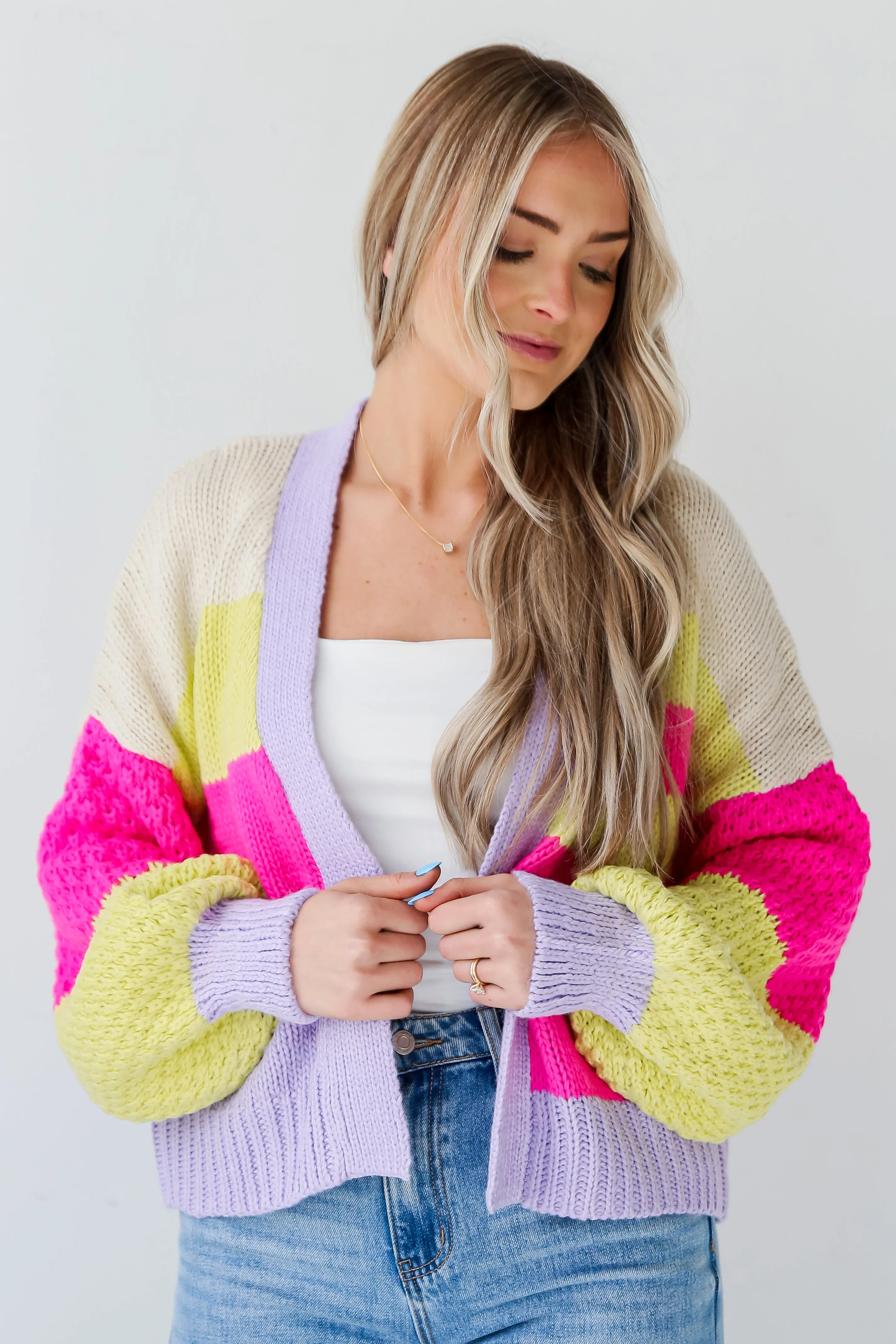 FINAL SALE - Sweetest You Color Block Cardigan - DU DEAL